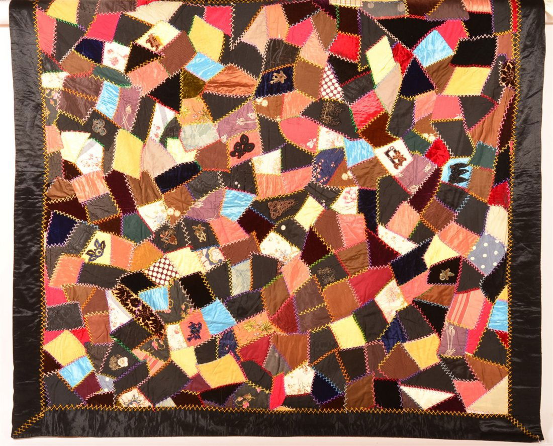 19th C. Patchwork Silk Crazy Quilt (1 of 3)