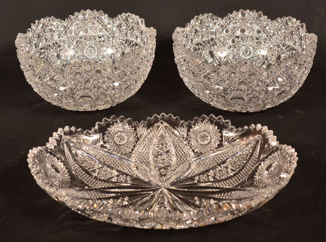 3 pcs. American Colorless Brilliant Cut Glass. (1 of 2)