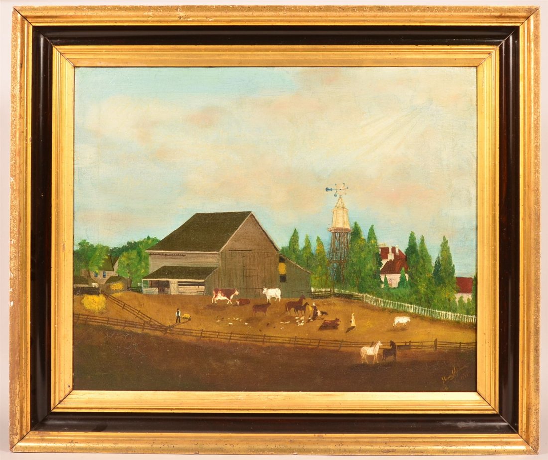 1877 Signed Henry Mohrman Folk Art  Painting (1 of 3)