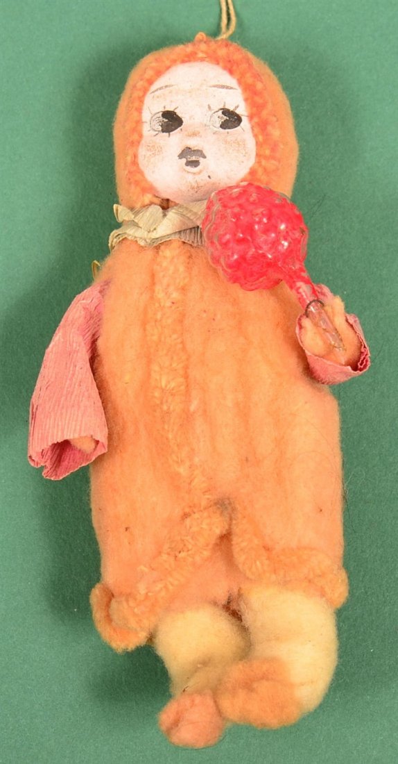 Cotton and Composition Snow Baby Ornament. (1 of 2)