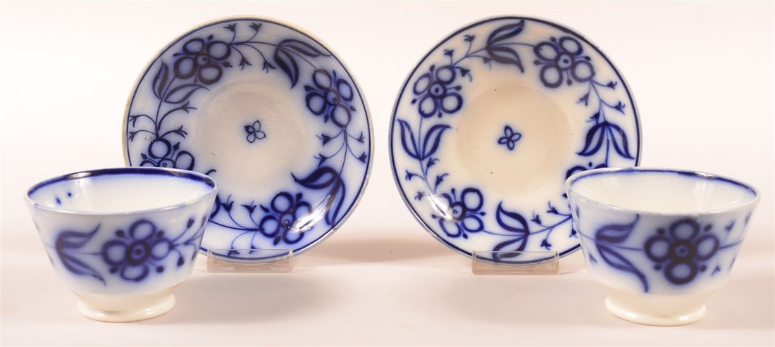 Pair of Flow Blue Brush Stroke Cup & Saucer (1 of 1)