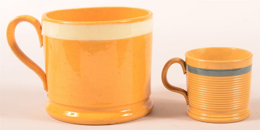 Pair of 19th C. Yellow Ware Mocha Mugs (1 of 2)