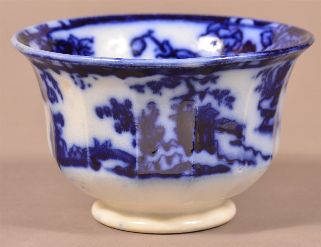 Flo Blue Ironstone China "Hong Kong" Waste Bowl: Flo Blue Ironstone Transfer China "Hong Kong" Pattern Paneled Waste. 3 1/4"h x 5 1/2"diam. Condition: Very good.