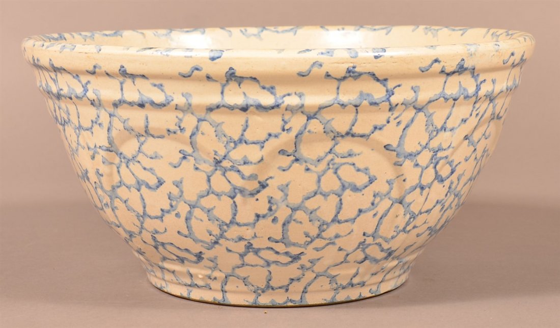 Spongeware Chicken wire Blue Decorate Bowl (1 of 3)