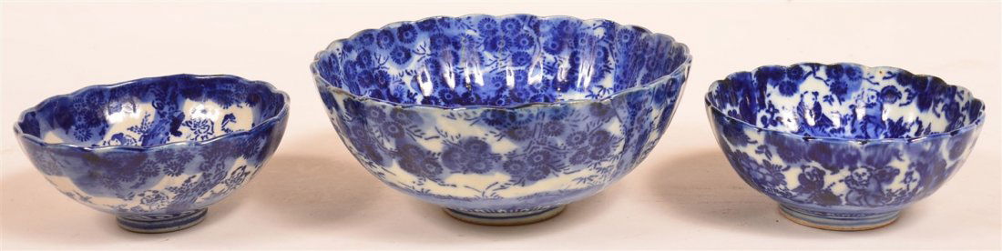 3 Blue and White Oriental Porcelain Rice Bowls. (1 of 3)