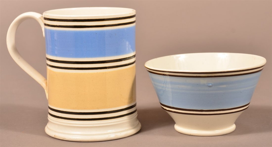 Two Pieces of Banded Mochaware China (1 of 2)