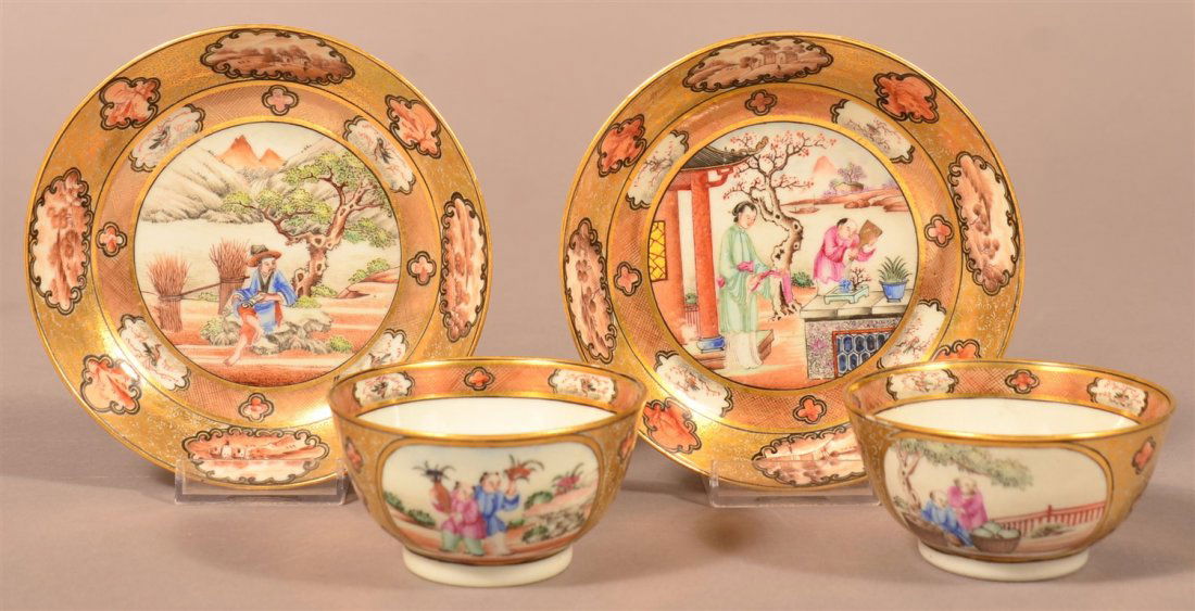 19th C. Pair of Chinese Porcelain Cup and Saucers (1 of 2)