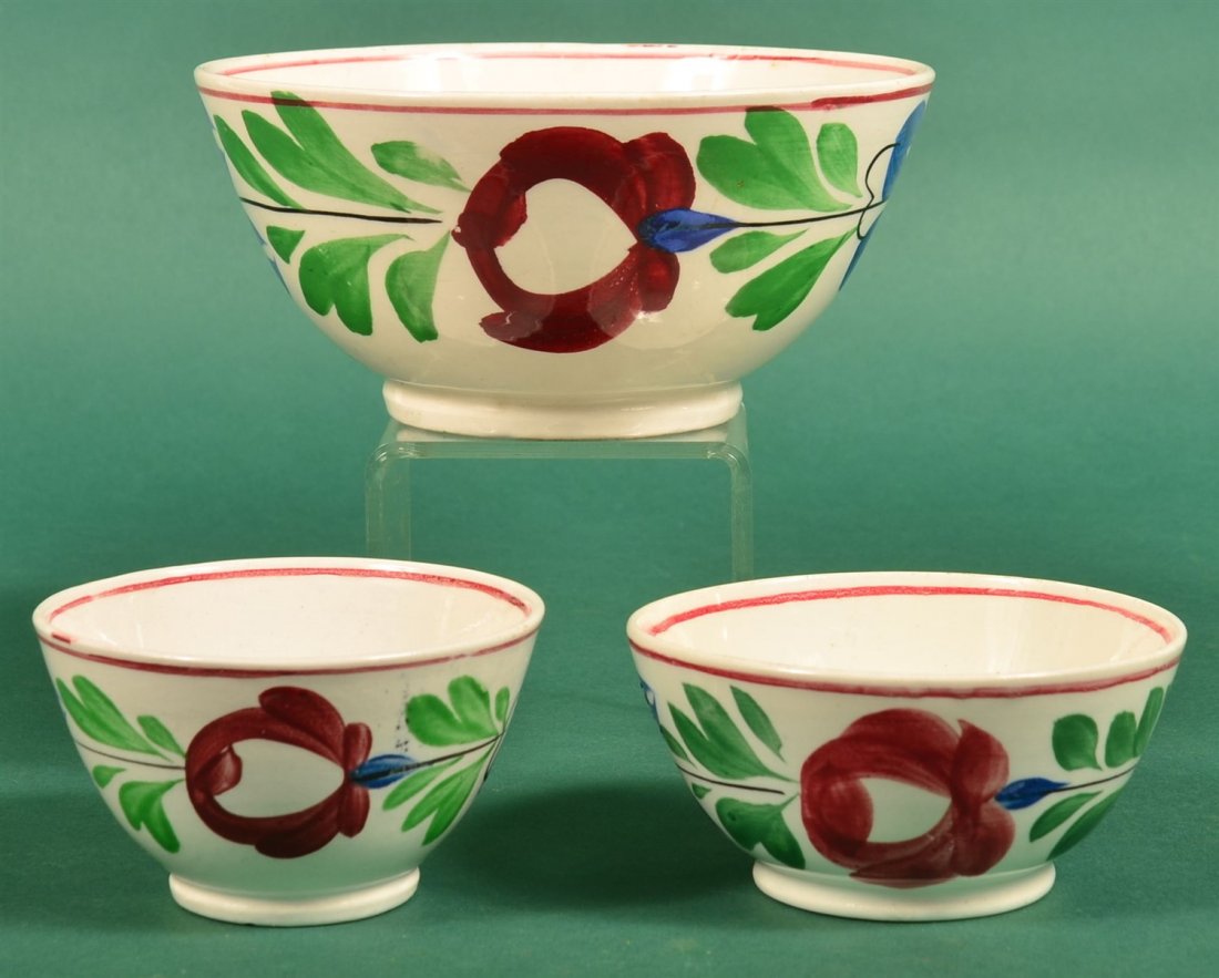Three Late Adams Rose Staffordshire Waste Bowls (1 of 2)