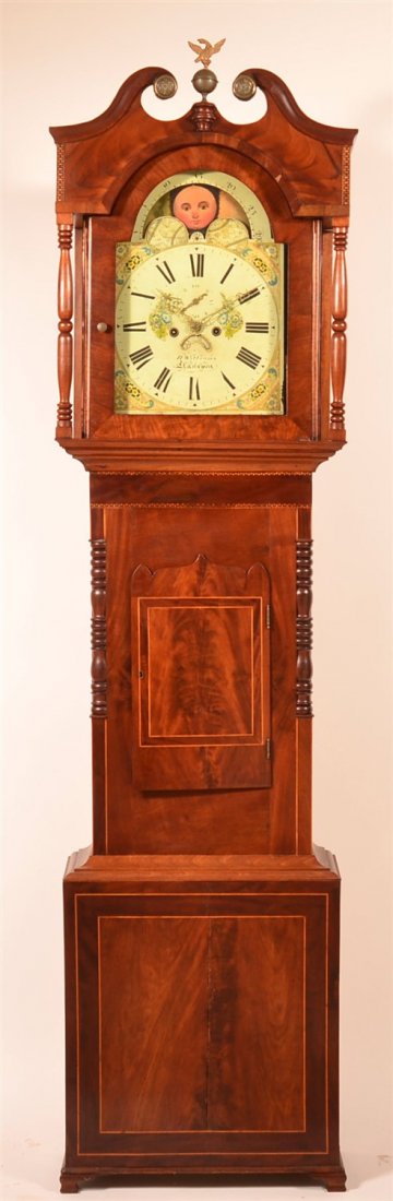 English Federal Burl Mahogany Tall Case Clock. (1 of 3)