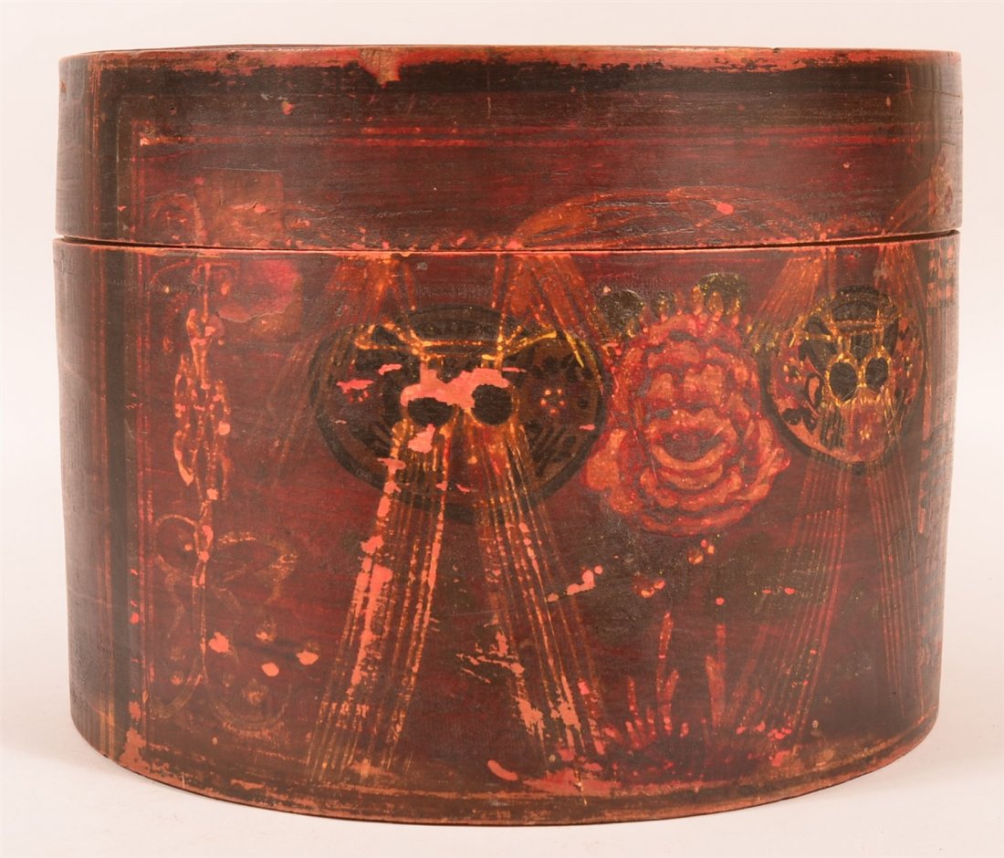 19th Century Wooden Painted Hat Box (1 of 5)