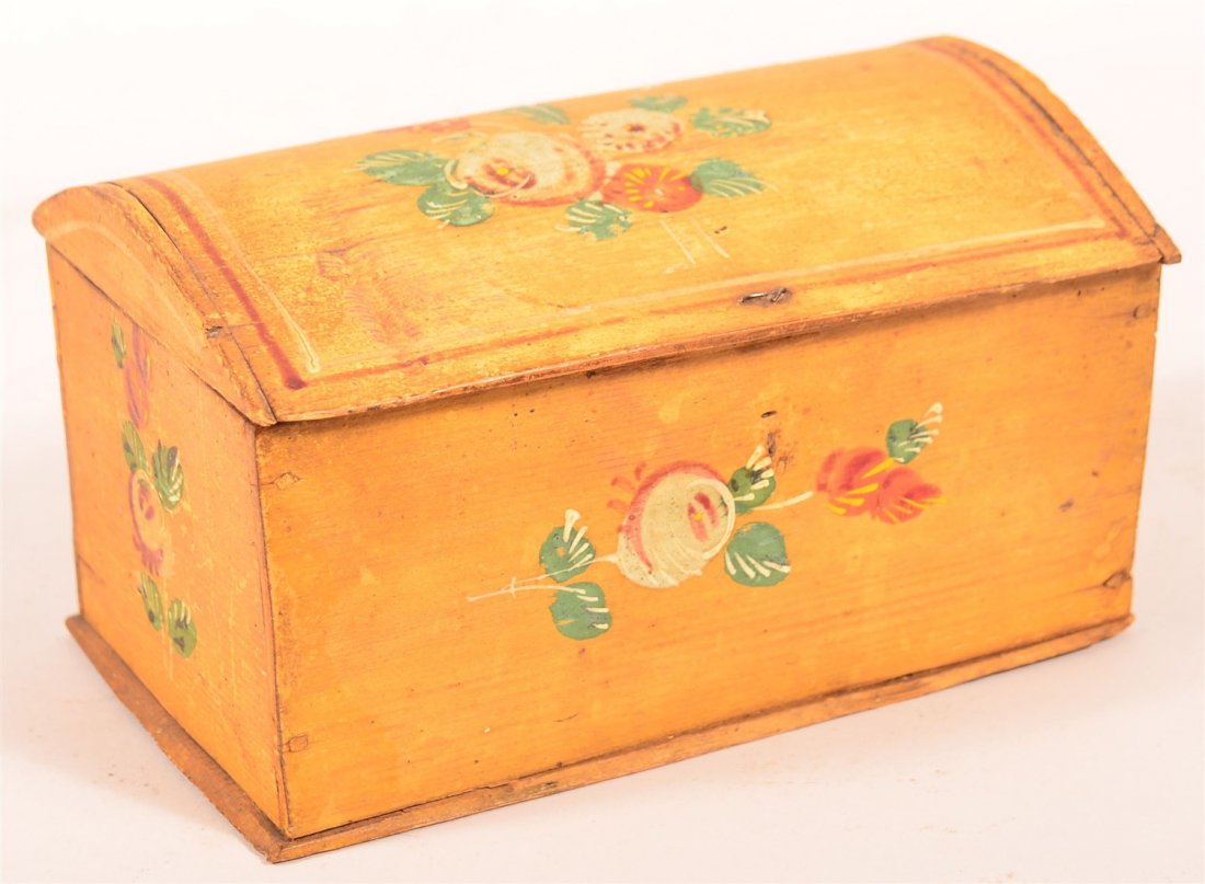 Early 19th C. Paint Decorated Dome Lid Trinket Box (1 of 4)