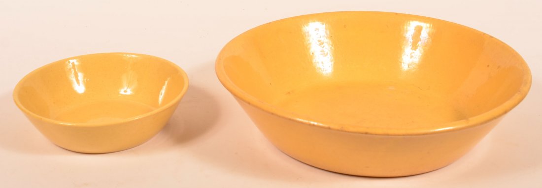 Two Signed Yellowware Nappy Bowls. (1 of 3)
