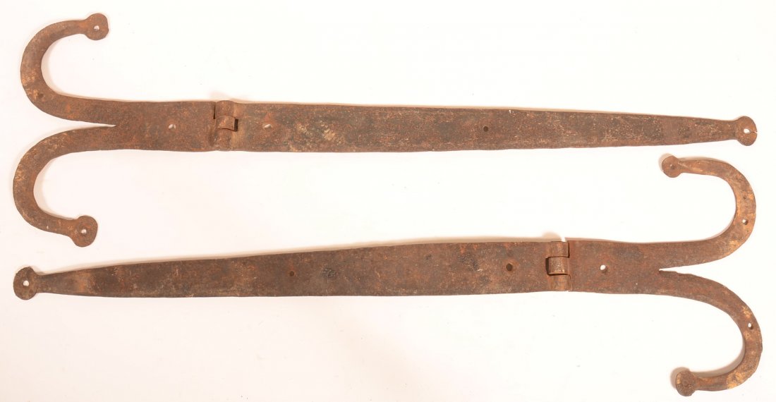 Wrought Iron Ram's Horn Strap Hinges. (1 of 2)