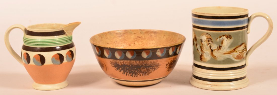 Three Pieces of Mocha Decorated China. (1 of 2)