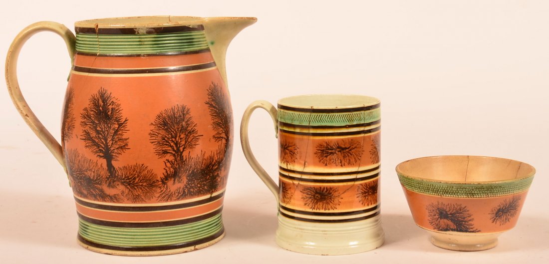 3 Pieces of Seaweed Mocha Decorated China. (1 of 2)