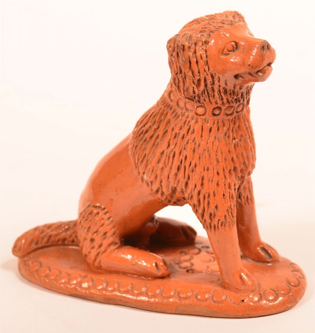 19th Century Redware Figure of a Seated Dog. (1 of 3)