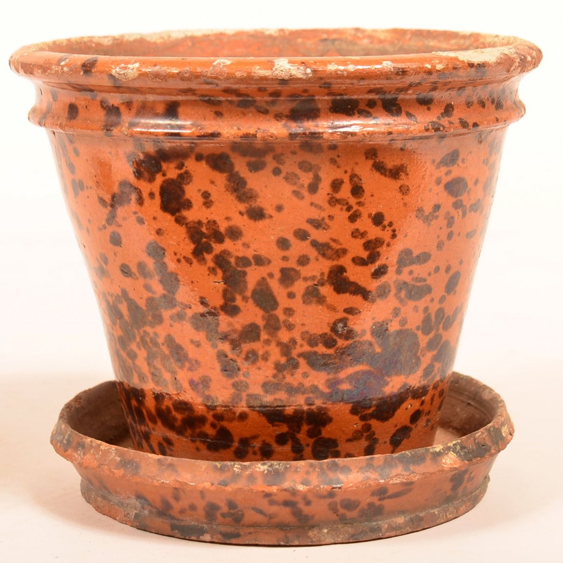 PA Speckle Glazed redware Flower Pot. (1 of 3)