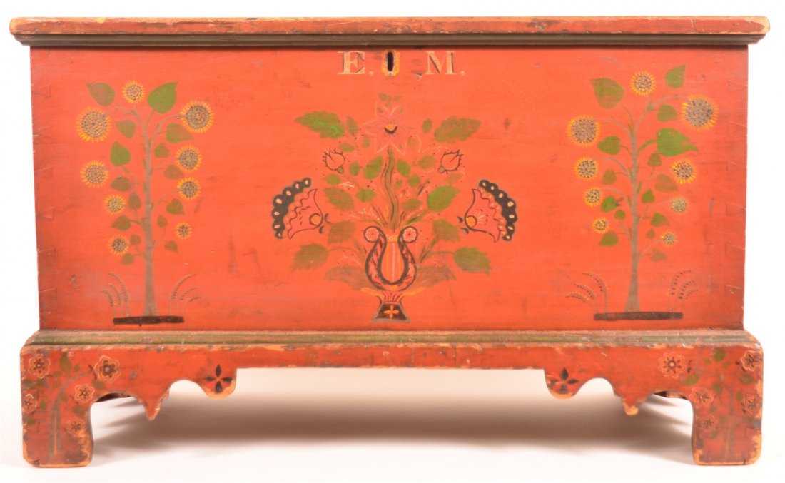 Paint Decorated Child's Size Blanket Chest. (1 of 8)