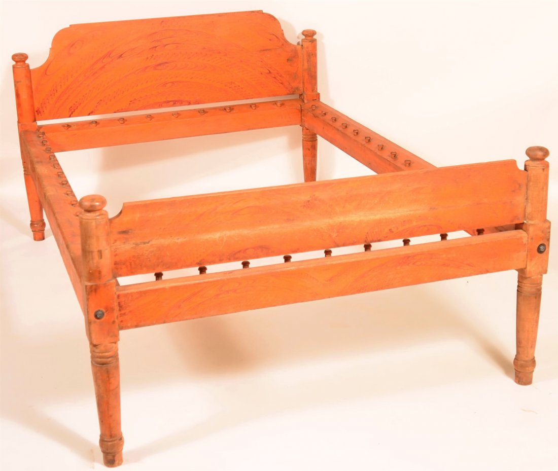 PA Bold Paint Decorated Mixed Wood Rope Bed. (1 of 2)