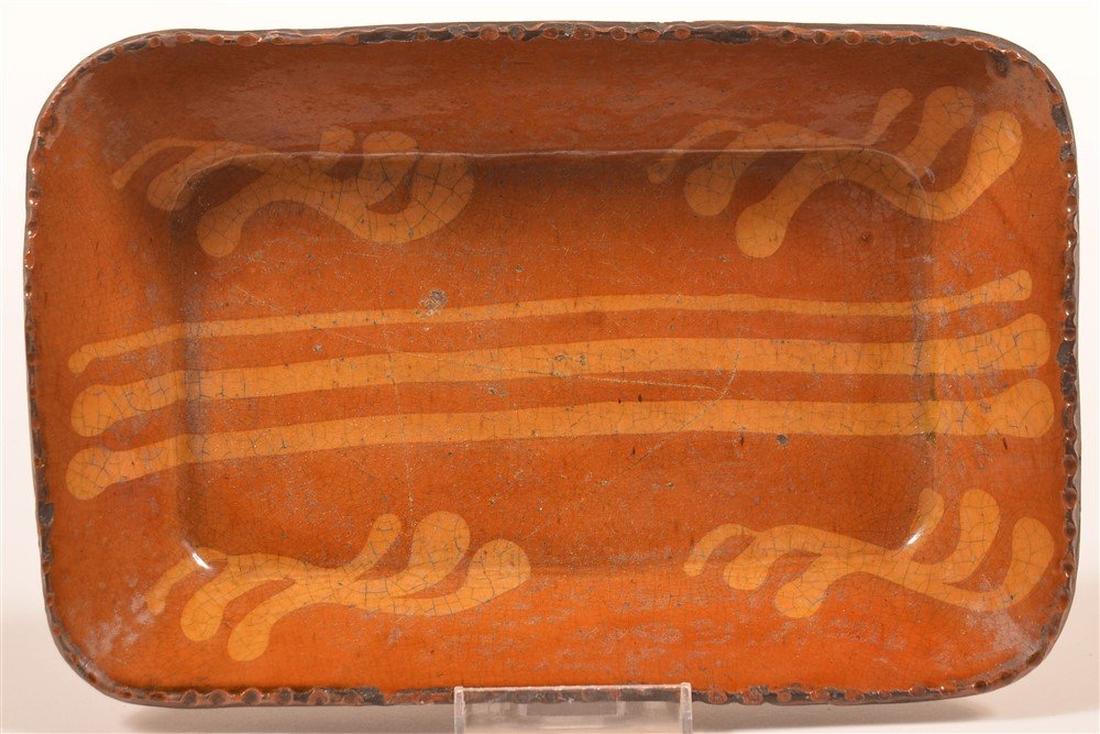 Shooner Redware Pottery Yellow Slip Dish. (1 of 1)