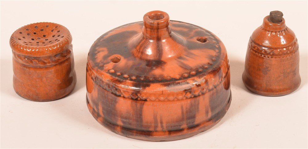 3 Pieces of Shooner Mottle Glazed Redware. (1 of 1)