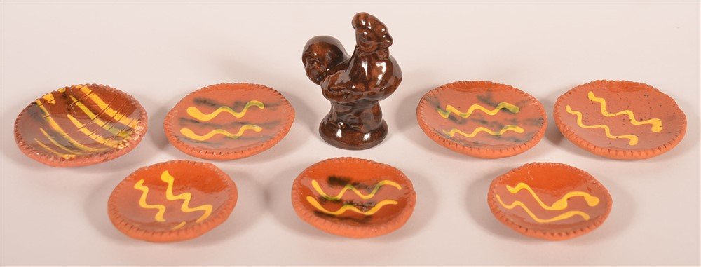 Breininger Redware Miniature Plates & Rooster (1 of 1)