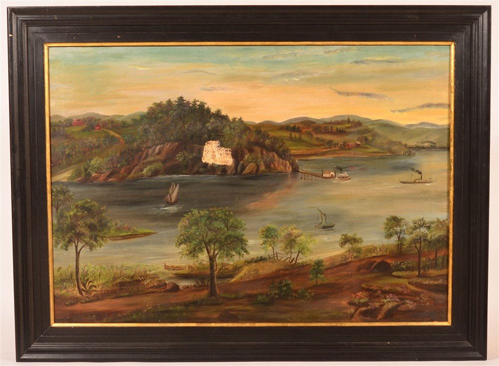 Oil on Canvas Painting River Valley Scene. (1 of 3)