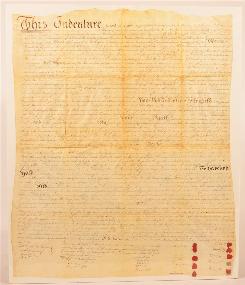 Hand Written Indenture Dated 1800. (1 of 3)