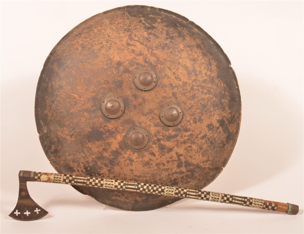 Antique Afghani Cheifton Battle Axe and Shield. (1 of 5)