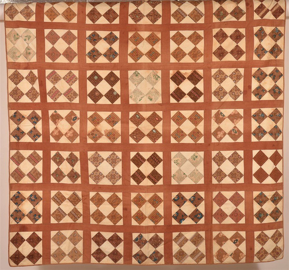 Antique Block Pattern Patchwork Crib Quilt. (1 of 3)