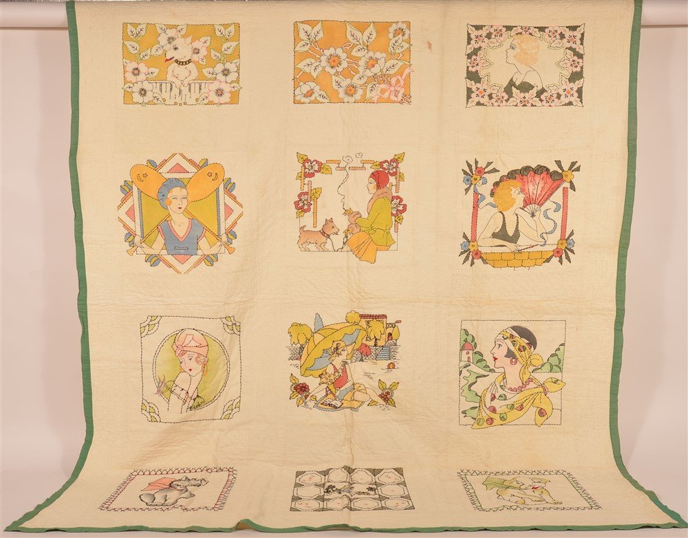 1920's Twelve Panel Portrait Quilt. (1 of 3)