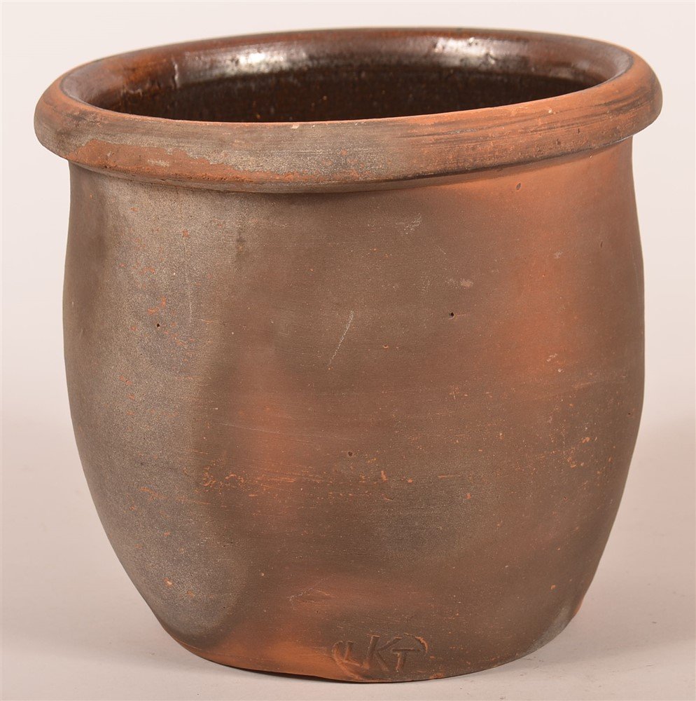 Signed "LKT" Dryville, PA Redware Crock (1 of 3)