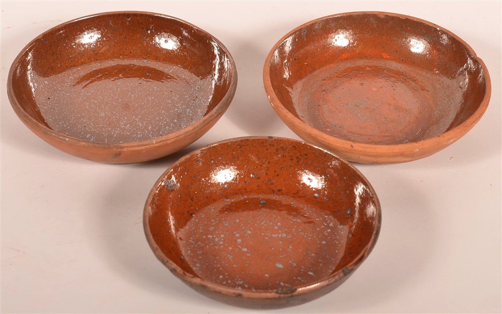 Set of Three PA Redware Glazed Pie Plates (1 of 2)