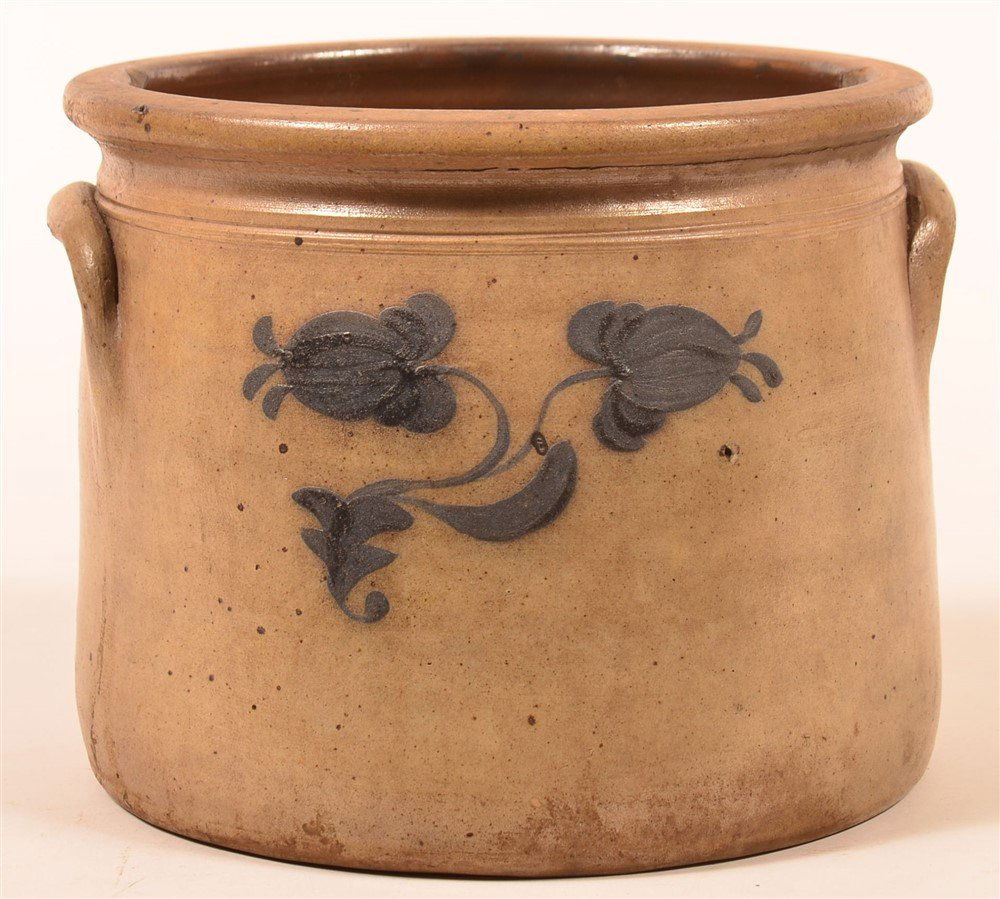Unsigned 19th Century Stoneware Pottery Crock. (1 of 2)