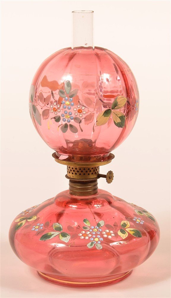 Cranberry Glass Miniature Fluid Lamp. (1 of 2)