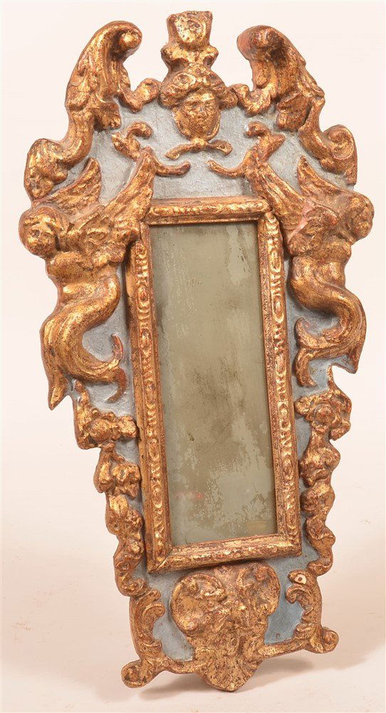 Vintage Blue and Gilt Wall Mirror. (1 of 2)