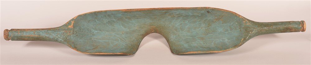 19th C. Wooden Ox or Goat Yoke w/ Blue Surface (1 of 2)