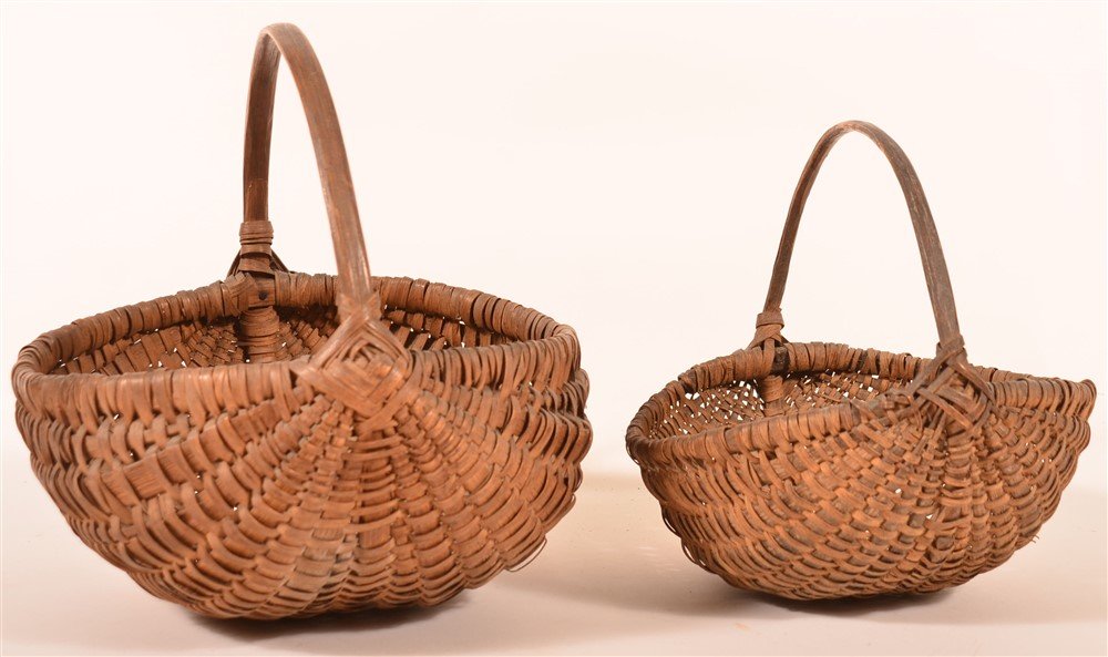 Two Antique Woven Oak Splint Field Baskets. (1 of 3)