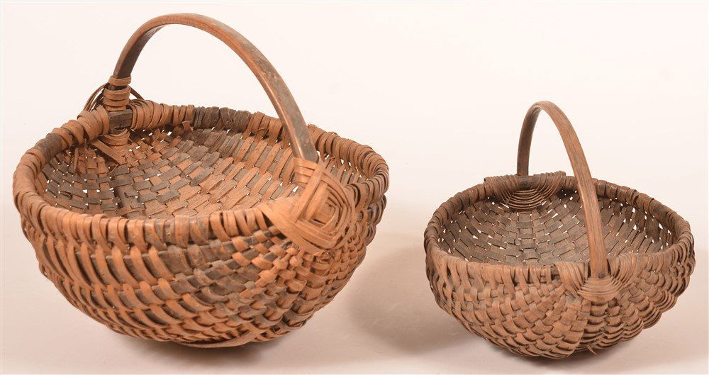 Two Antique Woven Oak Splint Field Baskets. (1 of 3)