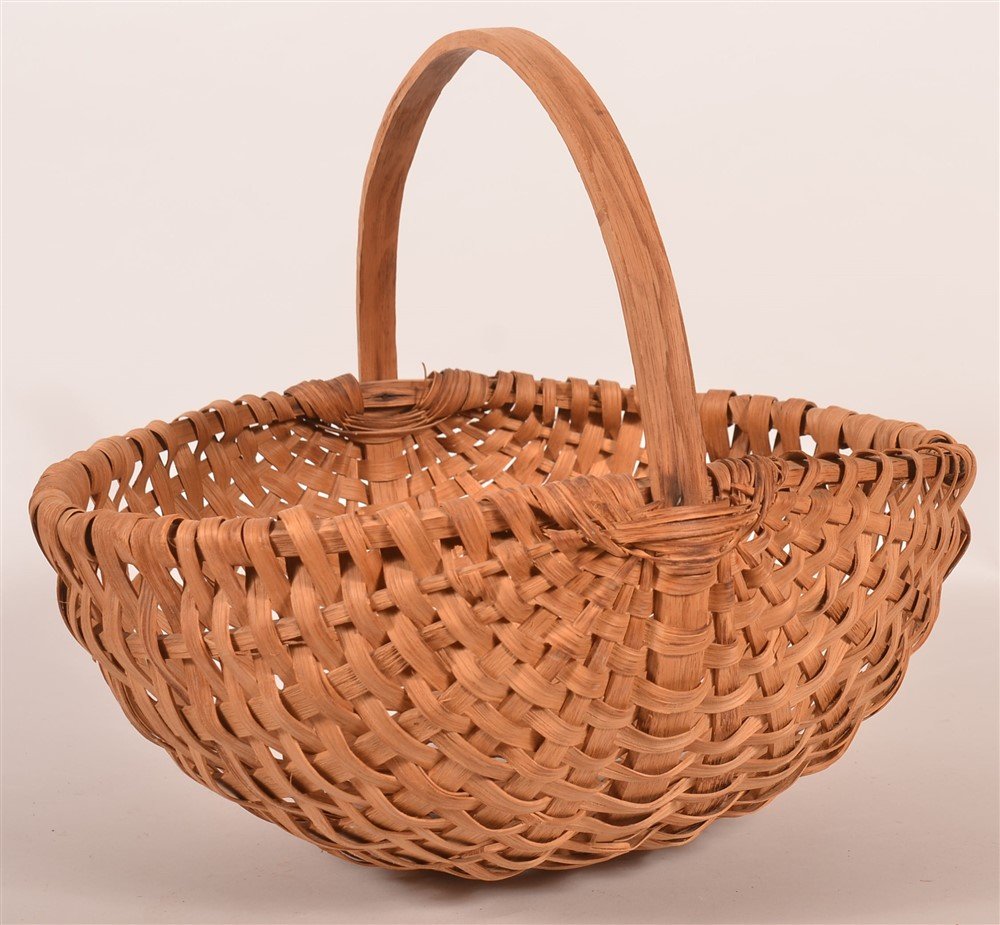 19th C. Woven Oak Splint Harvest Basket (1 of 3)