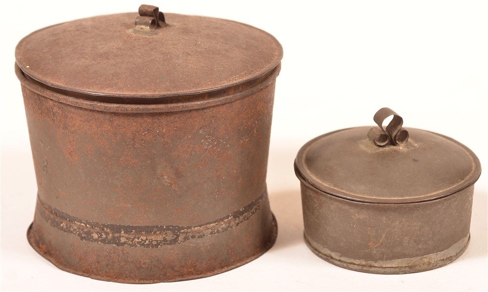 Two 19th Century Tin Covered Canisters. (1 of 2)
