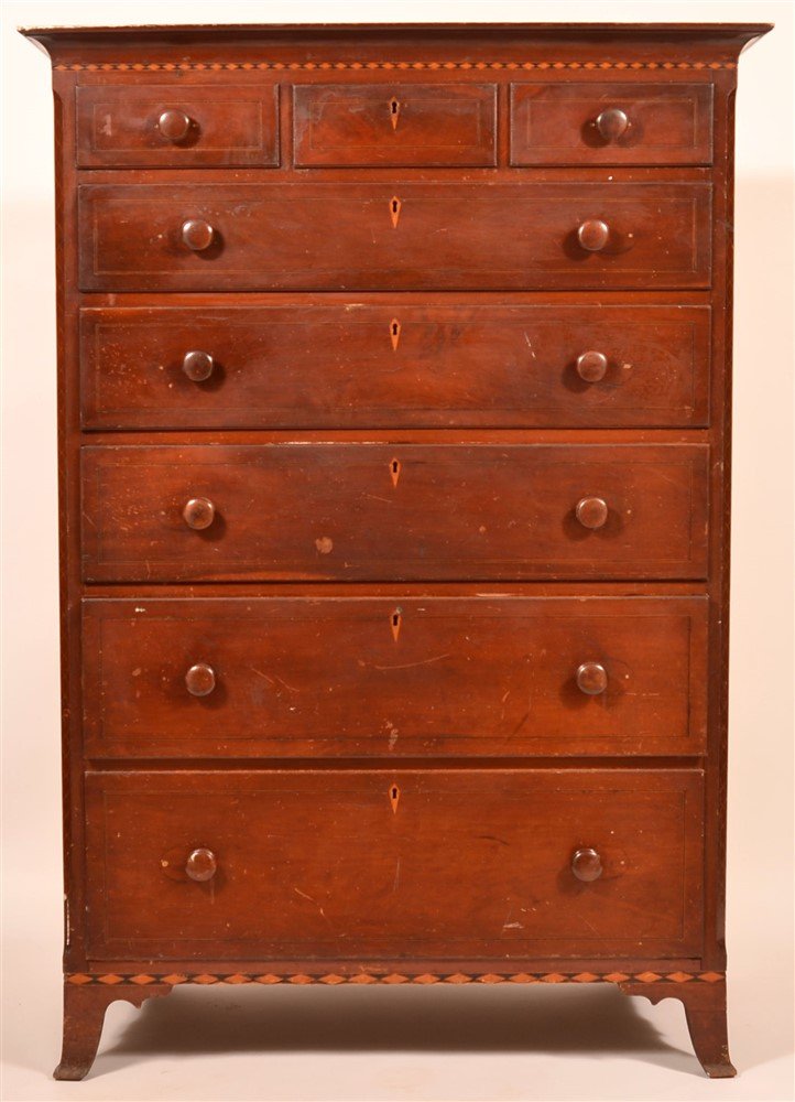 Lancaster Co. PA Hepplewhite Cherry Tall Chest. (1 of 4)