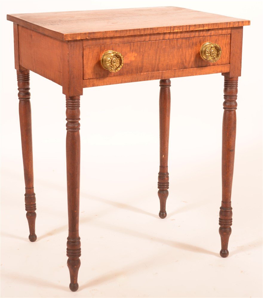 PA Federal Tiger Maple One Drawer Stand. (1 of 2)