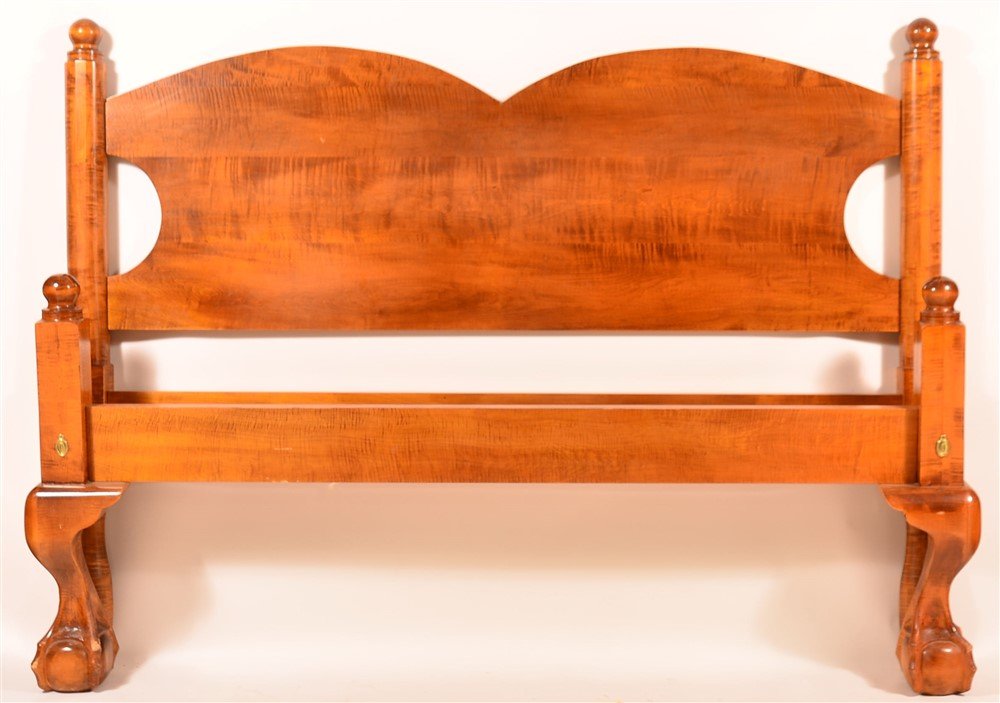Period Style Tiger Maple King Size Bed. (1 of 1)