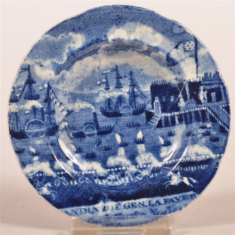 Historical Staffordshire Blue Transfer Cup Plate. (1 of 2)
