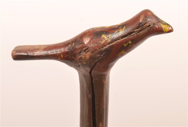 Antique Carved Folk Art Cane with Bird Handle. (1 of 2)