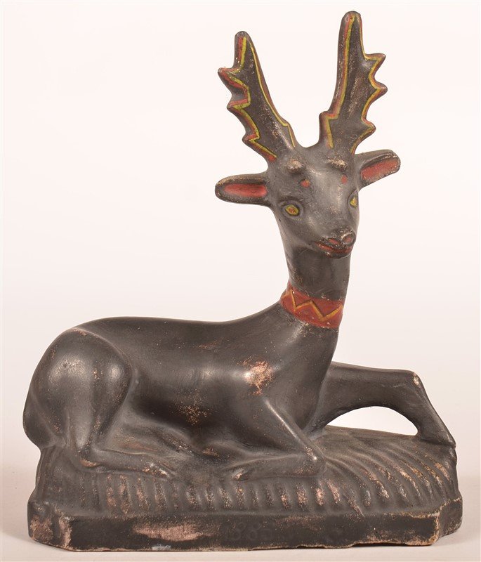 PA Hollow Cast Chalkware Reclining Stag Figure. (1 of 3)