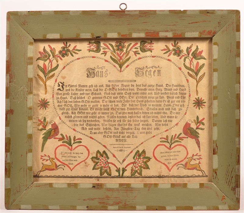 Hand Colored  House Blessing by J. Baumann. (1 of 2)