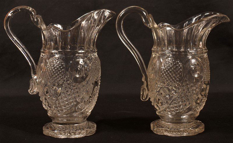 Two Colorless Flint Glass Cream Pitchers. (1 of 3)