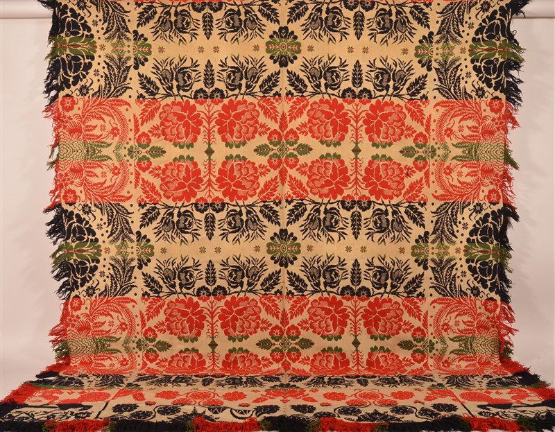 Four Color Two Part Woven Jar card Coverlet. (1 of 4)